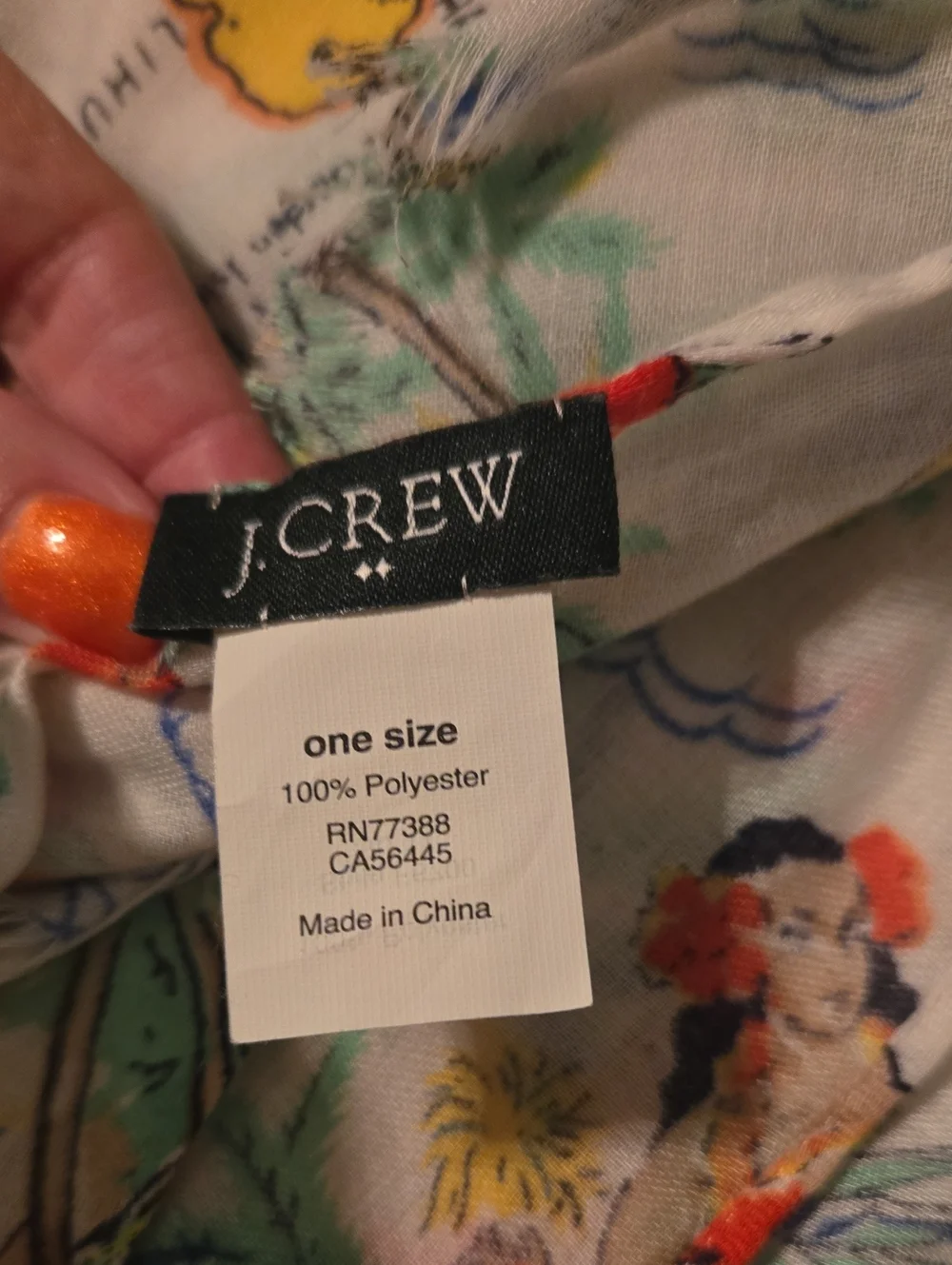 J. Crew Large White Tropical Hawaiian Print Pashmina Style Scarf